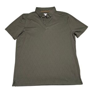 Modern Ambition Polyester Cotton Olive Green Diamond Patterned Polo‎ Men's Large